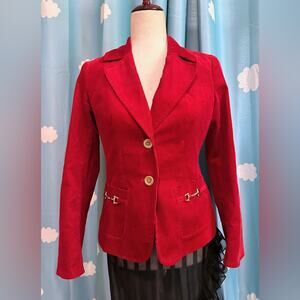 Red corduroy horse-bit blazer- Talbots- 4P